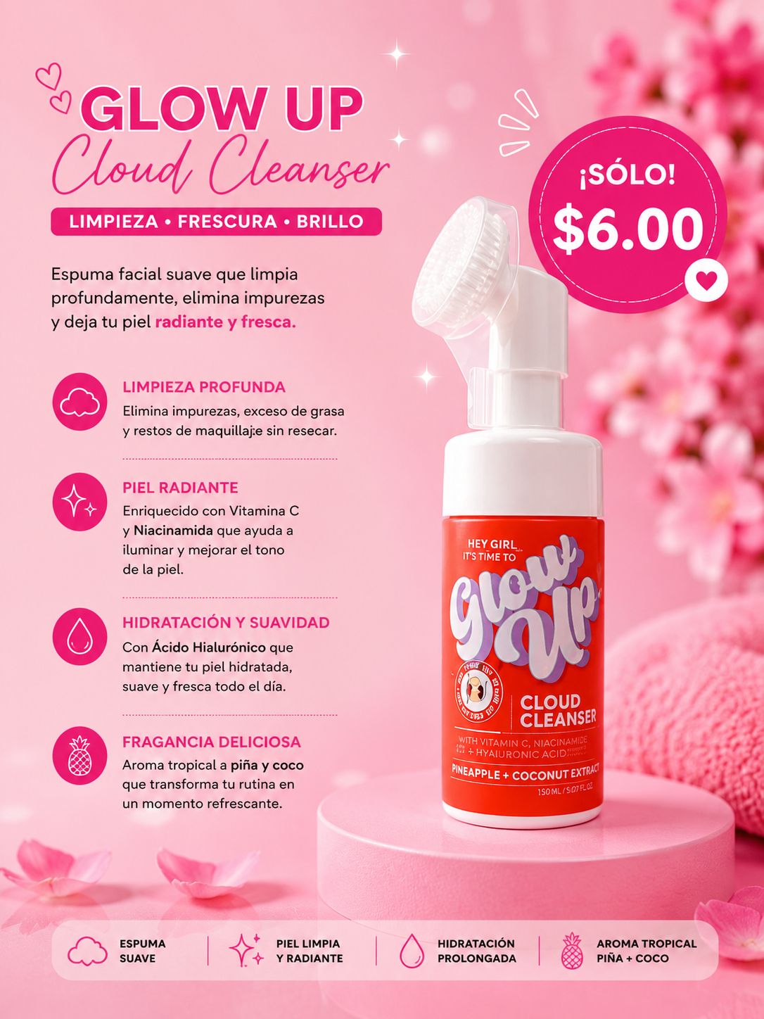 Glow up- Cloud cleanser (pinneaple + coconut scented)