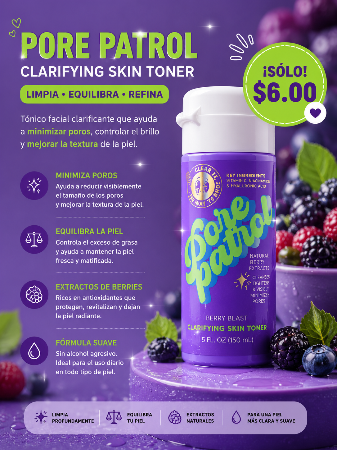 Pore patrol- clarifying skin toner
