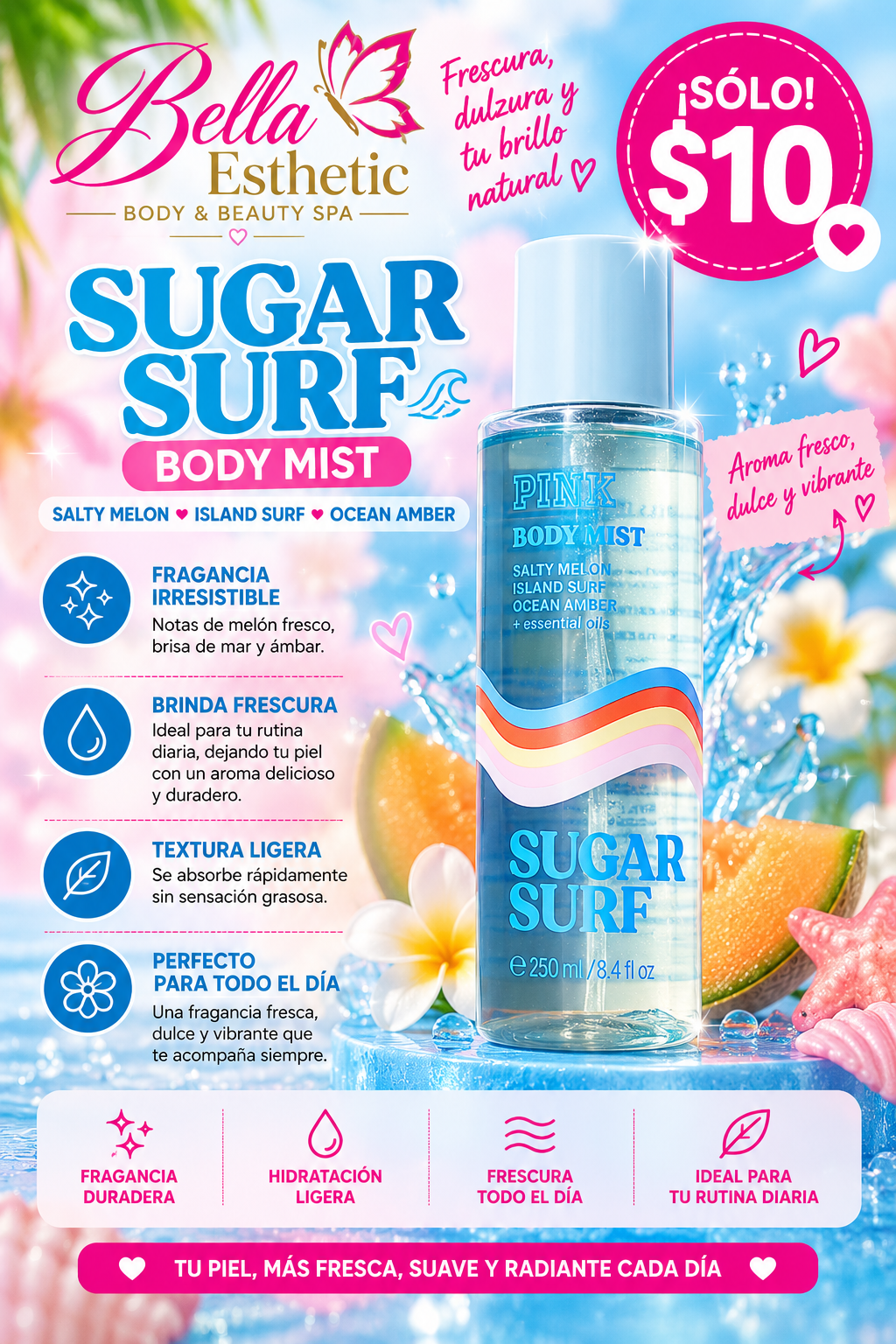 Pink Body mist- Sugar Surf