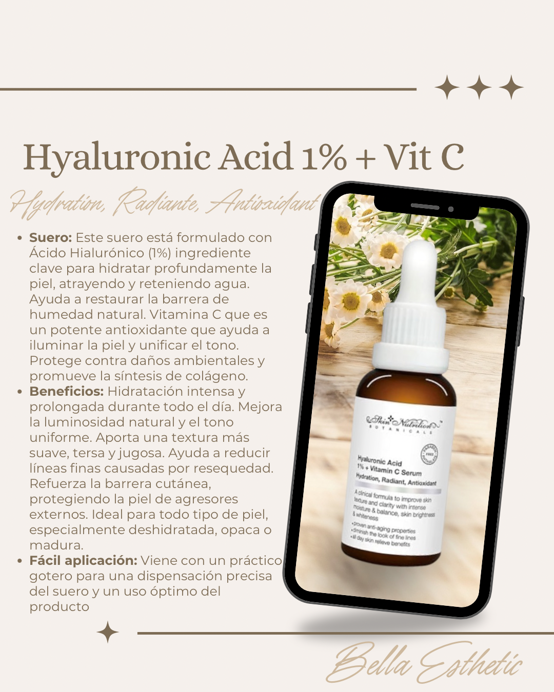 Skin Nutrition Serum Hyaluronic Acid 1% + vitamina C