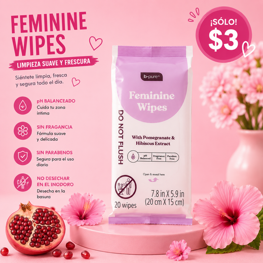Feminine wipes B pure- with pomegranate & hibiscus extract