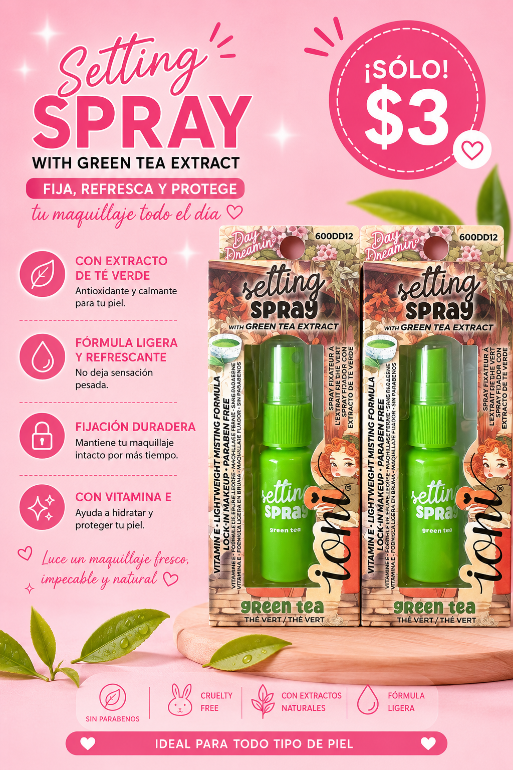 Setting spray with Green Tea Extract- Ioni