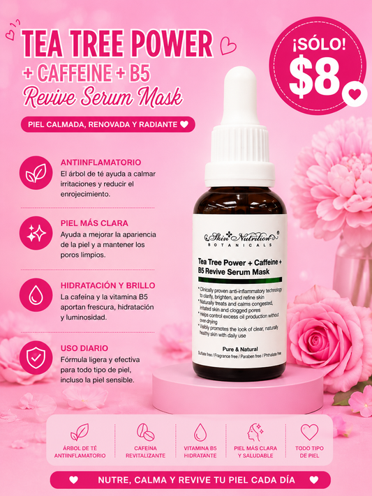 Skin Nutrition tea tree power + caffeine + b5 revive serum mask