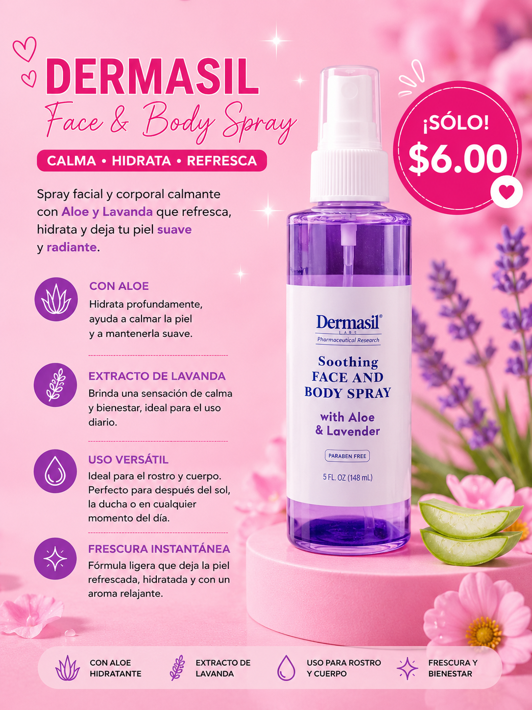 Dermasil face and body spray