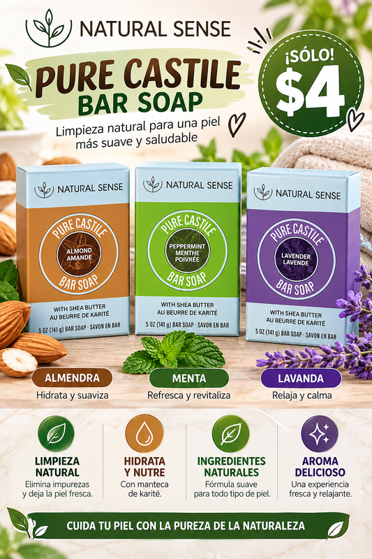 Pure Castile bar soap- Natural Sense