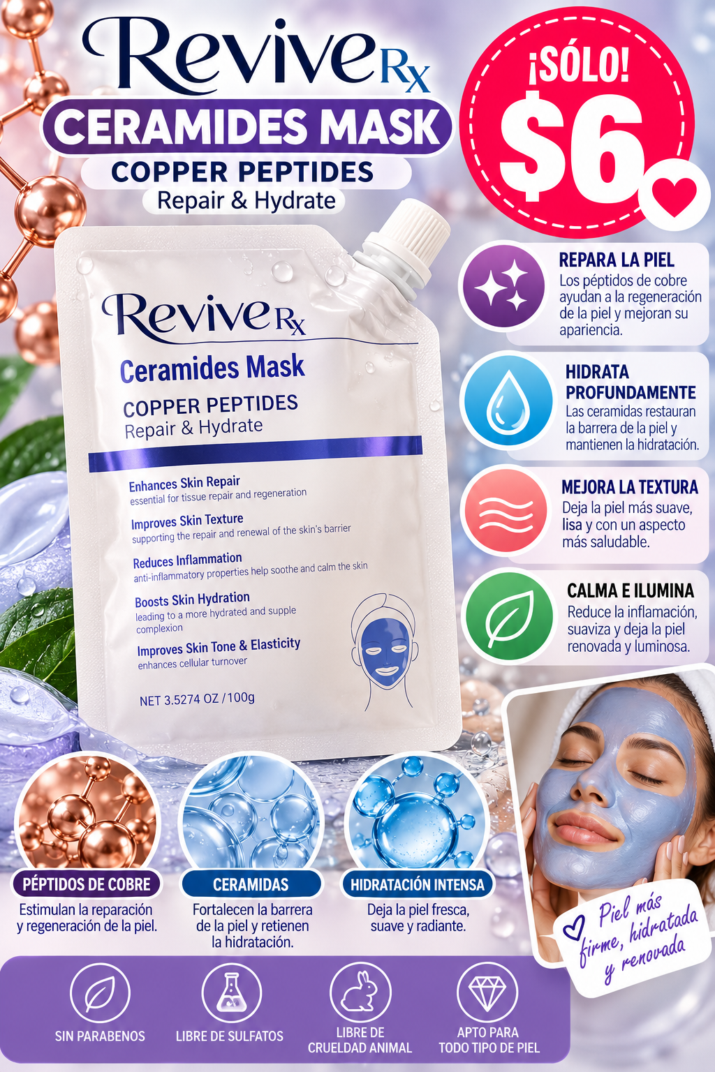 Ceramides Mask copper peptides- Revive Rx